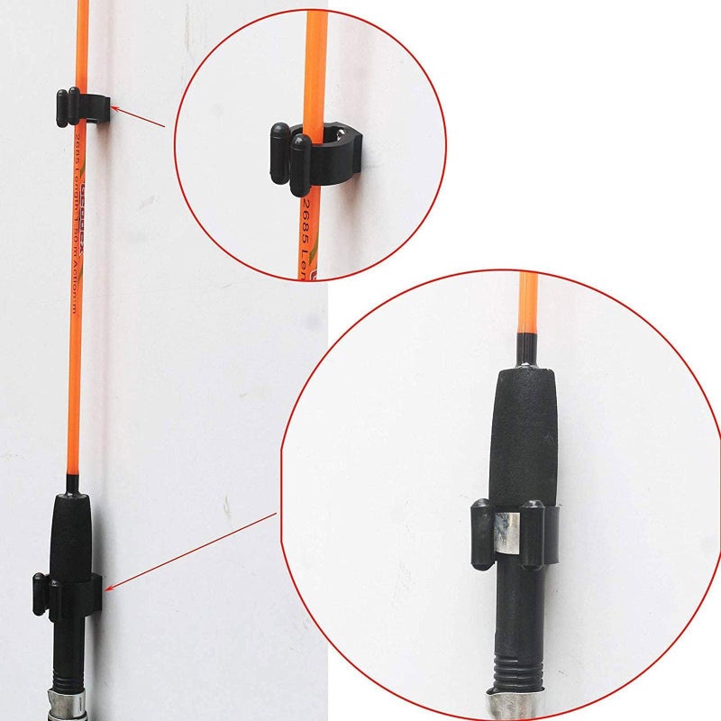 EEEKit 20 Pieces Fishing Rod Clips, Wall Mounted Fishing Pole Holder Storage Rack, Black Storage Clips Clamps Rack Organizer for Rod Billiards Cue Snooker Cue - Image 5